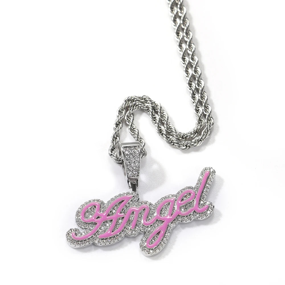 Custom Cursive Name Color Enamel Pendant