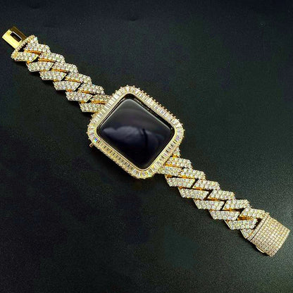 Gold Iced Out Baguette Apple Watch ( Bezel Only ) 38-44MM