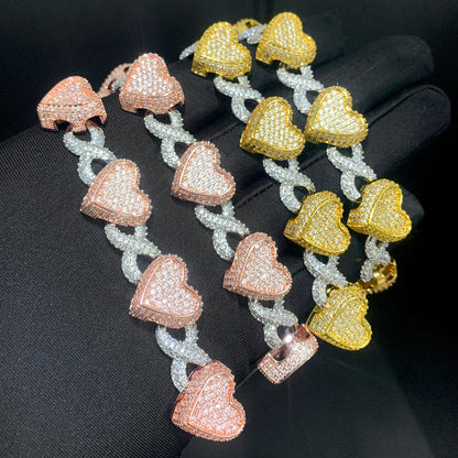 Rose Gold Micro Pave CZ Heart Infinity Bracelet