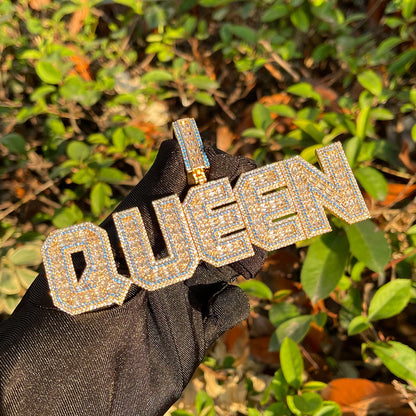 Custom Iced Out Block Letter Baguette Pendant